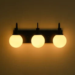 3-Light Shine Opal Glass Globe Bathroom Vanity Wall Sconce