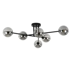 6-Light Smoked Glass Globe Linear Sputnik Semi Flush