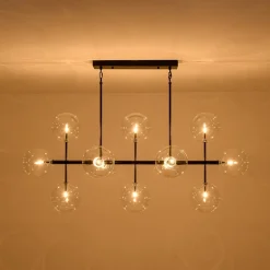 12-Light Sputnik Glass Globe Bubble Linear Island Chandelier