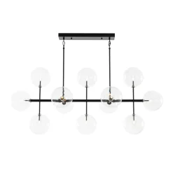 12-Light Sputnik Glass Globe Bubble Linear Island Chandelier