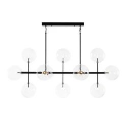 12-Light Sputnik Glass Globe Bubble Linear Island Chandelier