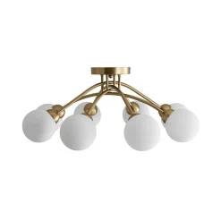 8-Light Sputnik Milky Glass Bubble Semi Flush Mount