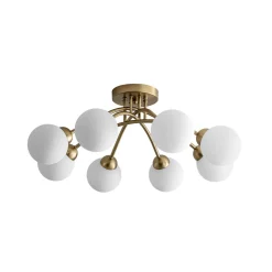 8-Light Sputnik Milky Glass Bubble Semi Flush Mount