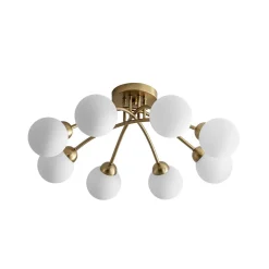 8-Light Sputnik Milky Glass Bubble Semi Flush Mount