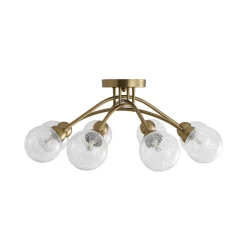 8-Light Textured Crackle Glass Globe Semi Flush Mount