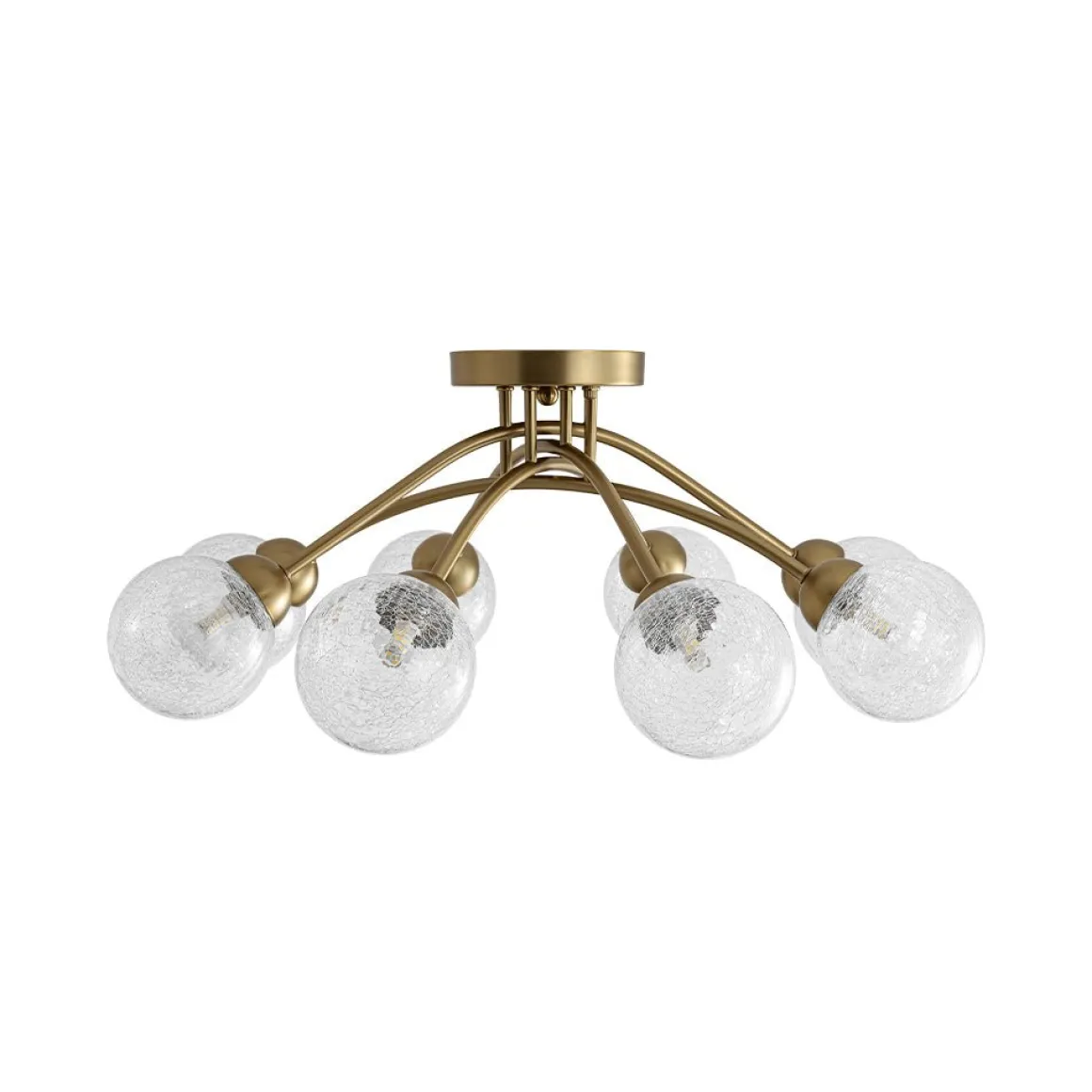 8-Light Textured Crackle Glass Globe Semi Flush Mount