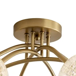 8-Light Textured Crackle Glass Globe Semi Flush Mount