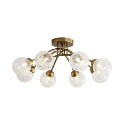 8-Light Textured Crackle Glass Globe Semi Flush Mount