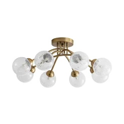 8-Light Textured Crackle Glass Globe Semi Flush Mount
