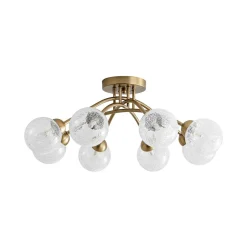 8-Light Textured Crackle Glass Globe Semi Flush Mount