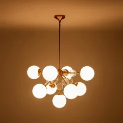 9-Light Tiered Sputnik Glass Globe Bubble Chandelier