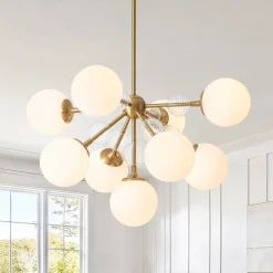 9-Light Tiered Sputnik Glass Globe Bubble Chandelier