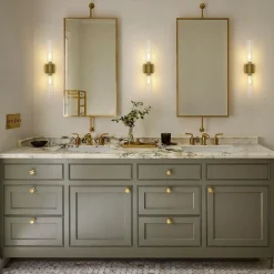 2-Light Up Down Glass Linear Tube Vanity Wall Lamp