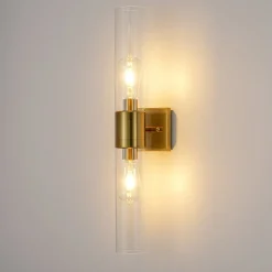 2-Light Up Down Glass Linear Tube Vanity Wall Lamp