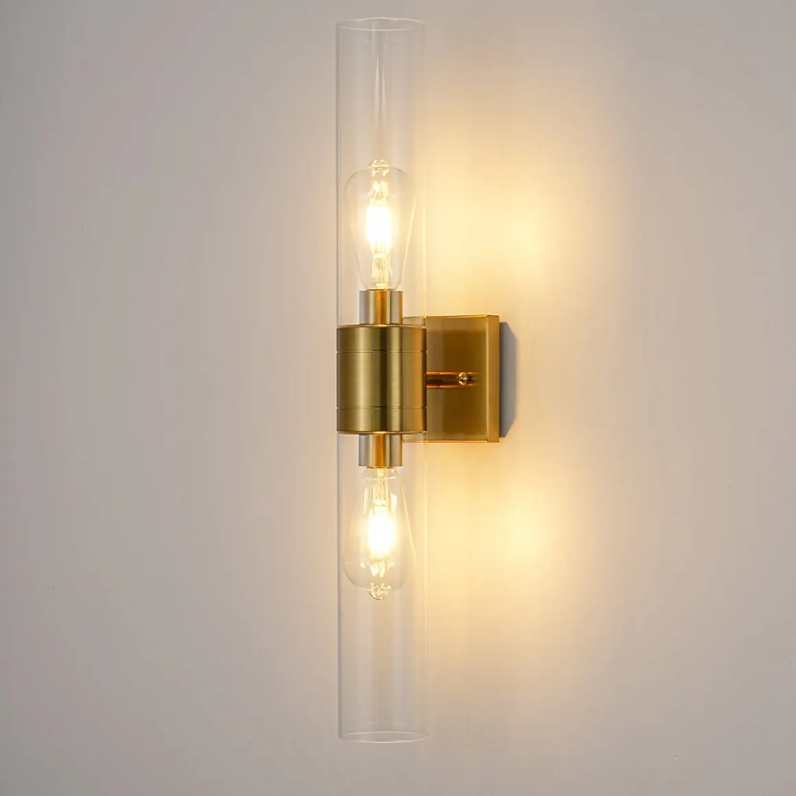 2-Light Up Down Glass Linear Tube Vanity Wall Lamp