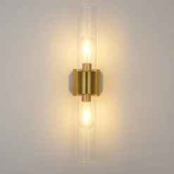 2-Light Up Down Glass Linear Tube Vanity Wall Lamp