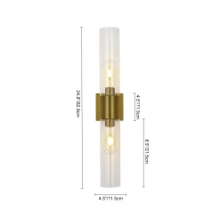 2-Light Up Down Glass Linear Tube Vanity Wall Lamp