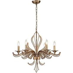 6-Light Vintage Candle Style Chandelier Crystal Beads