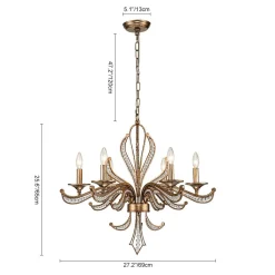 6-Light Vintage Candle Style Chandelier Crystal Beads