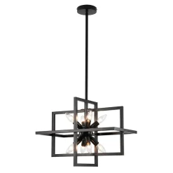 8-Light Vintage Sputnik Black Open Square Lantern Pendant