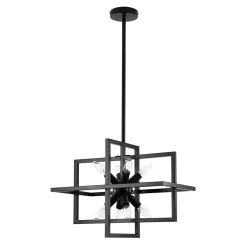 8-Light Vintage Sputnik Black Open Square Lantern Pendant