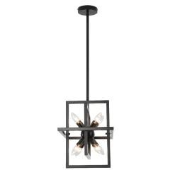 8-Light Vintage Sputnik Black Open Square Lantern Pendant