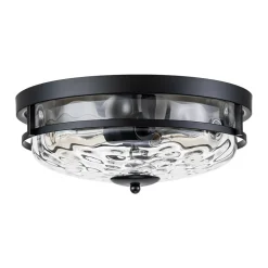 2-Light Water Glass Round Flush Mount Ceiling Light