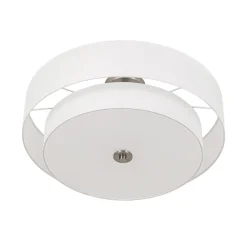4-Light White Linen Round Drum Semi Flush Mount