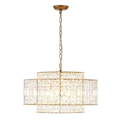 Luxe Antique Bronze Tiered Crystal Drum Cage Chandelier
