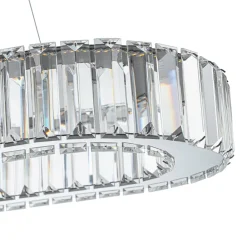 Luxe Chrome Crystal Dimmable LED Oval Halo Island Pendant