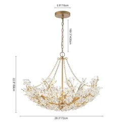 Luxe Gold Crystal Blossom Floral Basket Chandelier