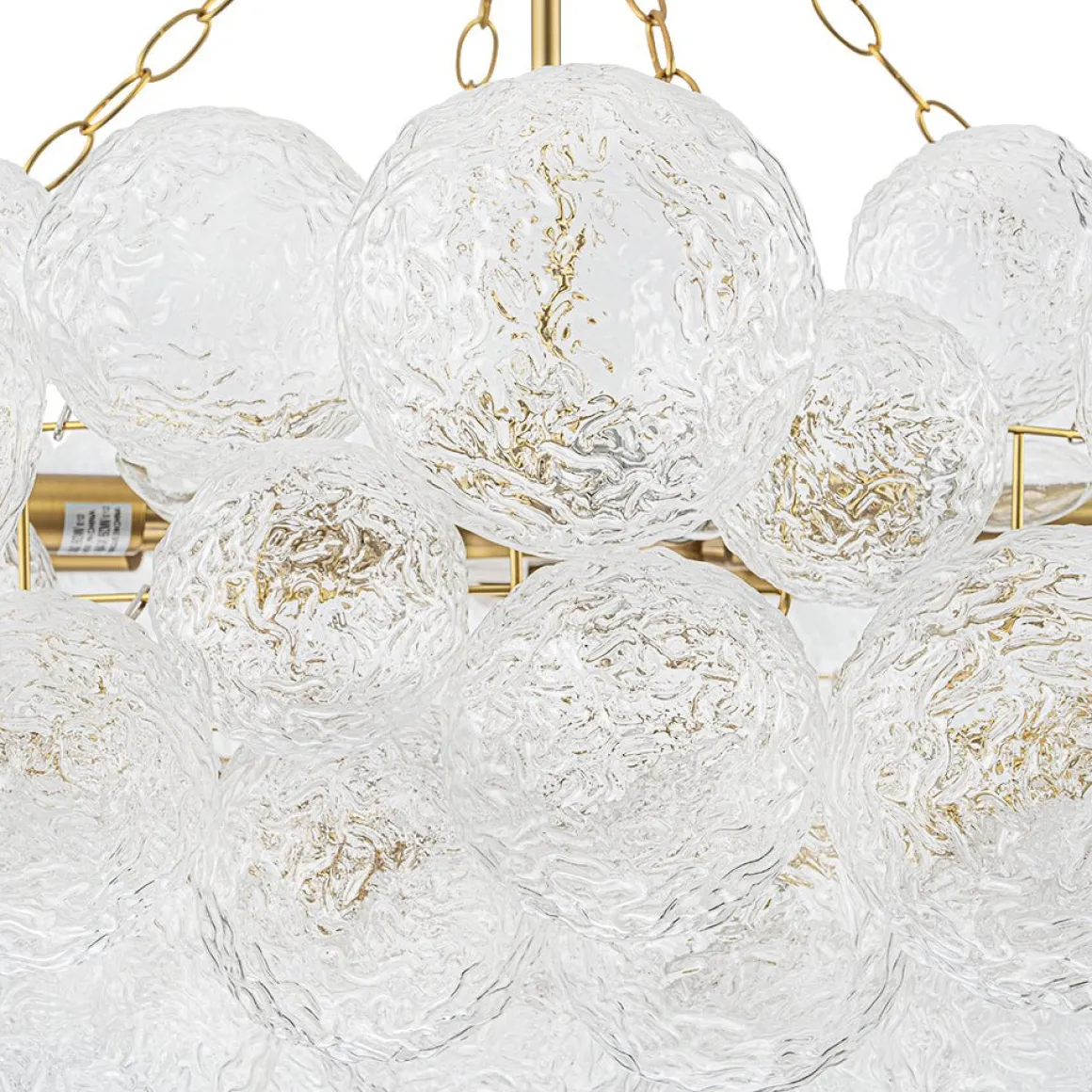 Luxe Large Cluster Rippled Glass Globe Round Bubble Chandelier