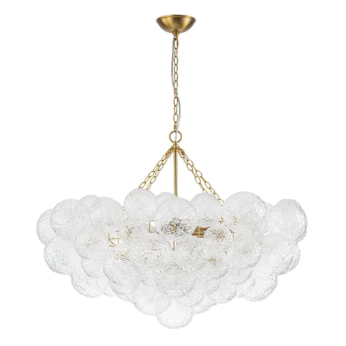 Luxe Large Cluster Rippled Glass Globe Round Bubble Chandelier