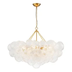Luxe Large Cluster Rippled Glass Globe Round Bubble Chandelier