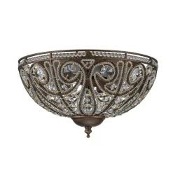 Luxe Moroccan Antique Bronze Crystal Ceiling Light