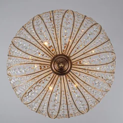 Luxe Moroccan Antique Bronze Crystal Round Cage Chandelier