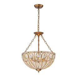 Luxe Moroccan Antique Bronze Crystal Round Cage Chandelier