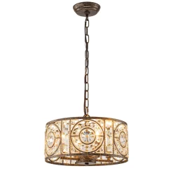 Luxe Moroccan Antique Crystal Drum Cage Chandelier