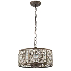 Luxe Moroccan Antique Crystal Drum Cage Chandelier