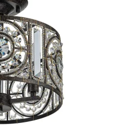 Luxe Moroccan Antique Crystal Drum Semi Flush Mount