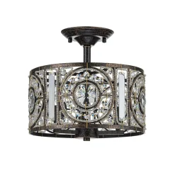 Luxe Moroccan Antique Crystal Drum Semi Flush Mount