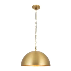 Luxe Oversized Brushed Brass Iron Large Dome Pendant Light
