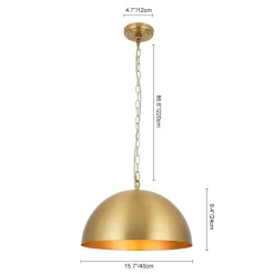 Luxe Oversized Brushed Brass Iron Large Dome Pendant Light
