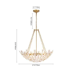 Luxe Sculpture Bloom Glass Floral Brass Basket Chandelier