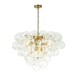 Luxury Brass Cluster Clear Glass Globe Bubble Chandelier