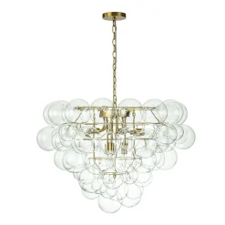 Luxury Brass Cluster Clear Glass Globe Bubble Chandelier