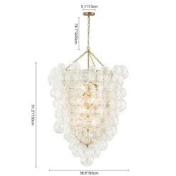 Luxury Cascade Cluster Ribbed Glass Bubble Entry Chandelier