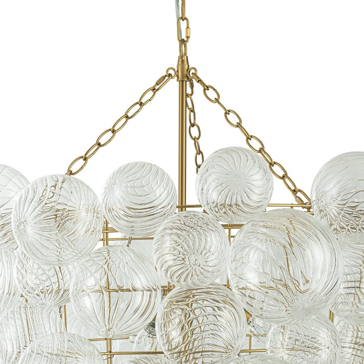 Luxury Cascade Cluster Ribbed Glass Bubble Entry Chandelier