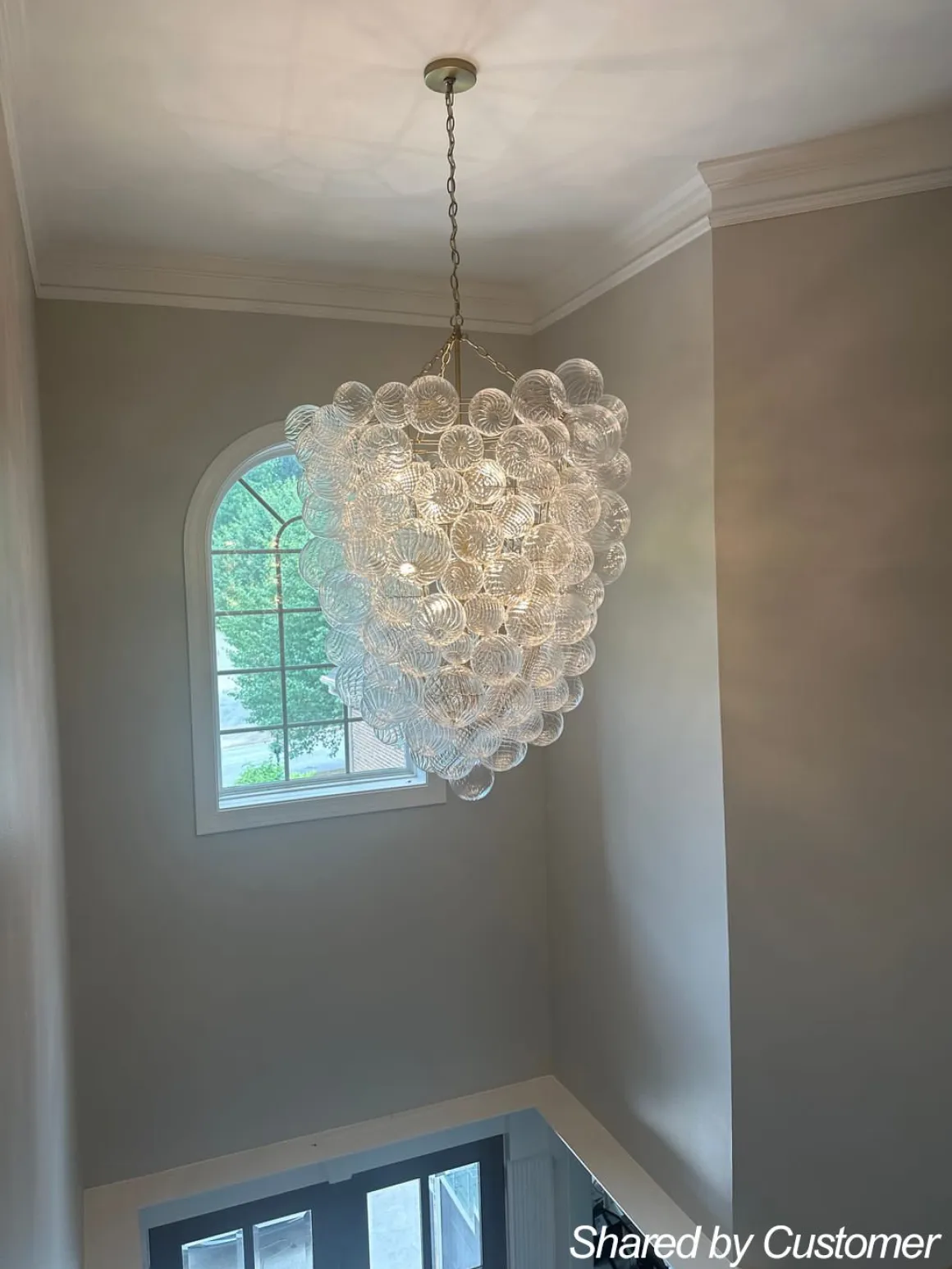 Luxury Cascade Cluster Ribbed Glass Bubble Entry Chandelier