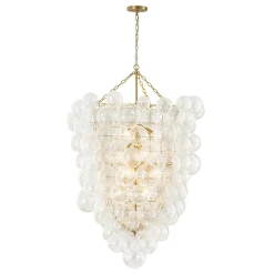 Luxury Cascade Cluster Ribbed Glass Bubble Entry Chandelier